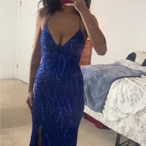 Windsor Royal Blue Backless Sequin Dress